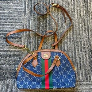 Blue and Brown Shoulder Bag